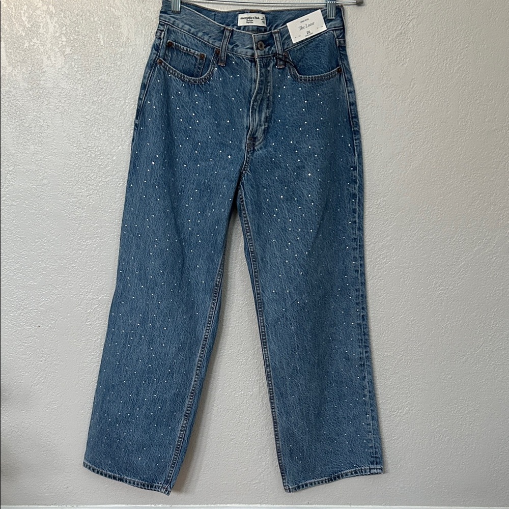 Abercrombie & Fitch Blue Denim Jeans with White Dots
